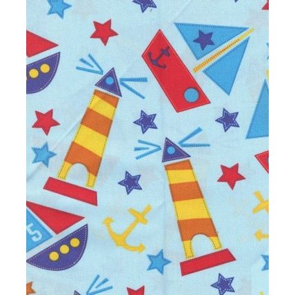 Quilted Homecrafted Wall Hanging Nursery Nautical Waterwheel in Blue 020803WH