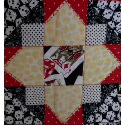 Quilted Homecrafted Table Topper Dicey Chance with Cards 050503TT