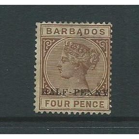 barbados stamps range 1882 victoria used sg104 surcharge