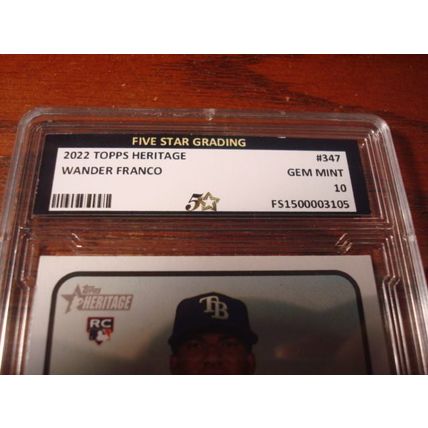 2022 Topps Heritage, Graded Gem Mint 10, WANDER FRANCO Rc, Rays