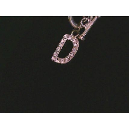 Silver Chain Bracelet with Crystal Accent Initial "D" Dangling Charm