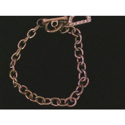 Silver Chain Bracelet with Crystal Accent Initial "D" Dangling Charm