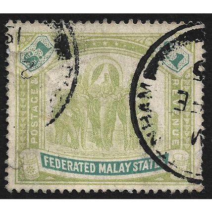 FMS 1907 $1 w.MCA Sc#34 SG#44+48 postally USED - FAULTS ; joint "AT" var @TE250