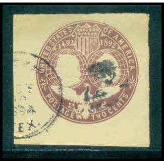 Used U349 2c Columbus and Liberty Fine Cut Square TIII WA2919