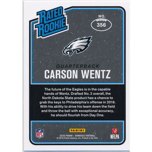 2016 Donruss Football Press Proof Blue 356 Carson Went Rated Rookie RC Eagles