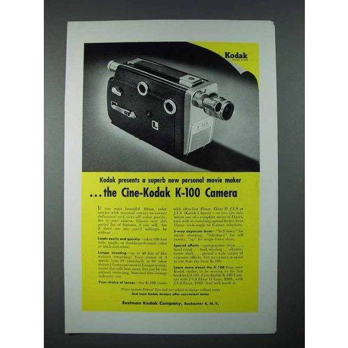 1955 Kodak Cine-Kodak K-100 Movie Camera Ad