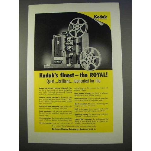 1955 Kodak 16mm Royal Projector Ad - Kodak's Finest