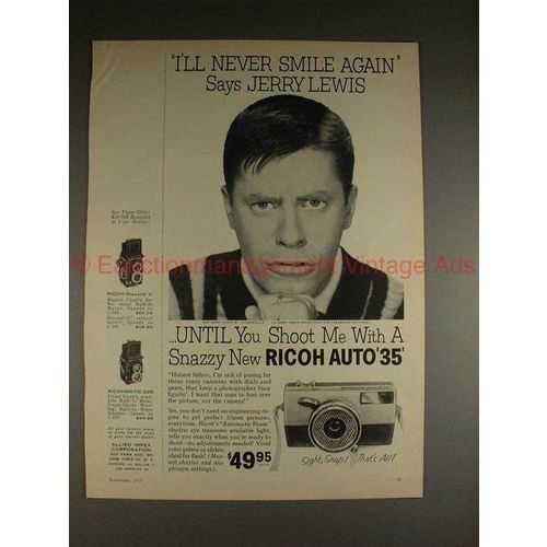 1960 Full-page Ricoh Auto 35 Camera Ad w/ Jerry Lewis!!