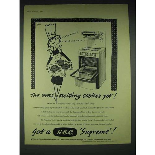 1960 G.E.C. Supreme Oven Ad - Exciting Cooker