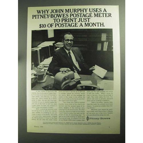 1968 Pitney-Bowes Postage Meter Ad - John Murphy
