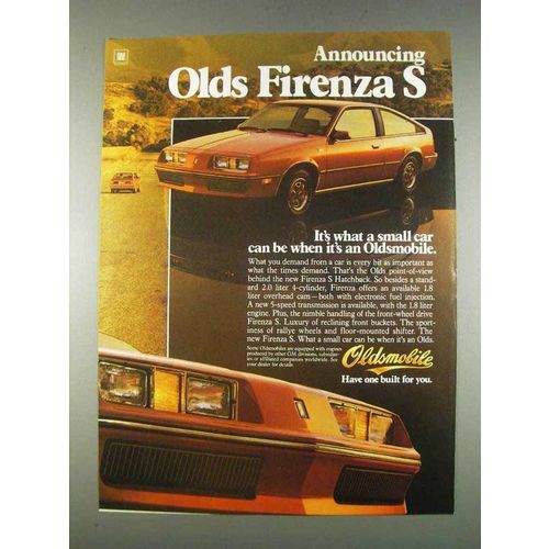 1982 Oldsmobile Firenza S Car Ad - What Can Be