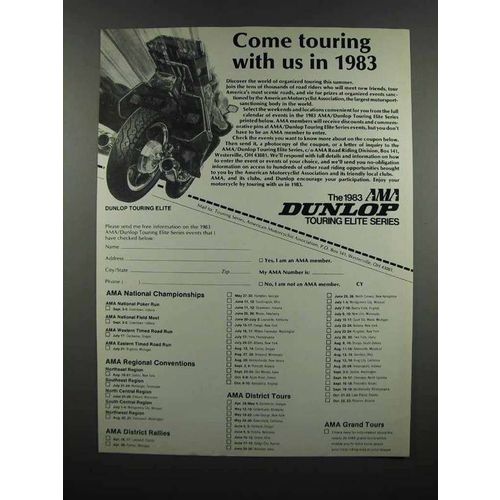 1983 Dunlop Touring Elite Motorcycle Tires Ad