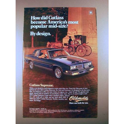 1983 Oldsmobile Cutlass Supreme Car Ad - Most Popular