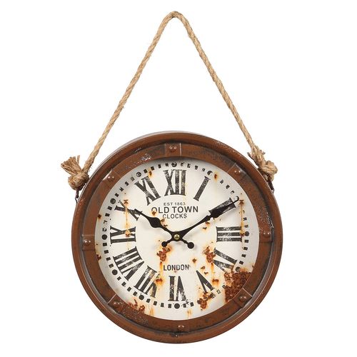 WANDUHR Metall Schiffsuhr OLDTOWN 28cm, an Seil