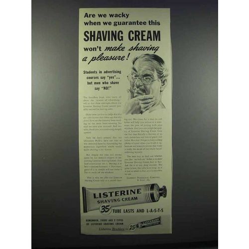 1945 Listerine Shaving Cream Ad - Are We Wacky