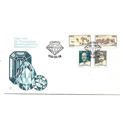 SouthWestAfrica.75th Anniv of Discovery Diamonds set of 4.First Day Cover.Dec20