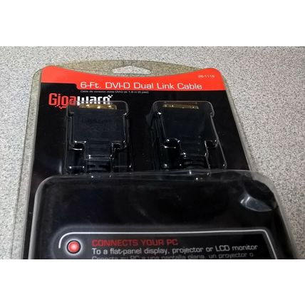 GIGAWARE 6-FT. DVI-D DUAL LINK Gold plated CABLE #26-1119~ NEW ~
