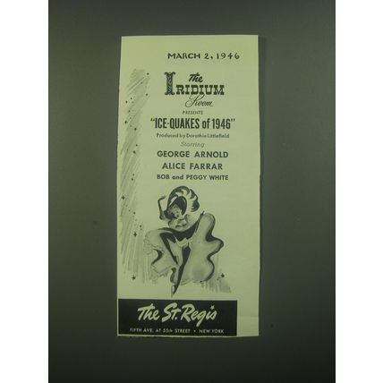 1946 The St. Regis Iridium Room Ad - The Iridium Room presents Ice-Quakes