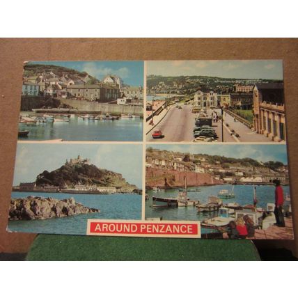 multiview, PENZANCE, CORNWALL used postcard Colourmaster 1976 postmark =