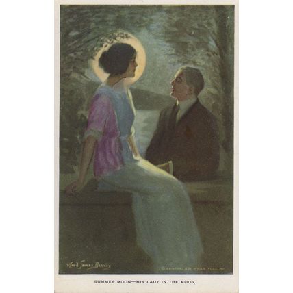 Alfred Davy Summer Sun His Lady In The Moon WW1 Painting Postcard