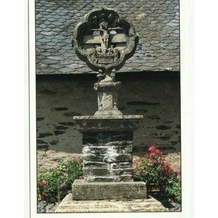 Estaing Croix gothique de l'Eglise France postcard posted Lecazeville cancel VGC