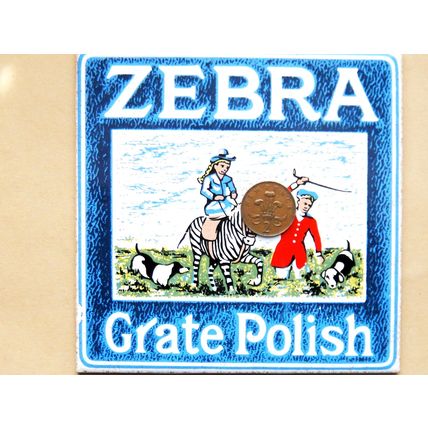 Tile, Advertising, Ceramic, Zebra Grate Polish, English Made. Unused