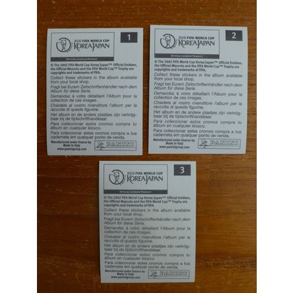 Panini World Cup Japan/Korea 2002 Signature Badges | Nos. 1, 2 & 3