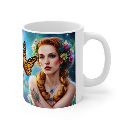 April Diamond Birth Month Colors Fairies & Butterflies #1 Mug 11oz AI Decorative