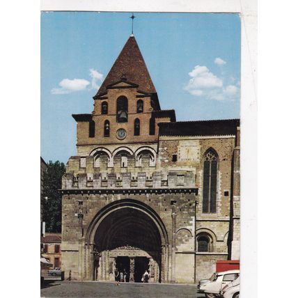 Moissac Eglise Saint Pierre France Postcard posted 1972 creased