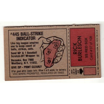 1981 Topps Scratch-Off Rick Burleson #37 baseball card –Scratchoff