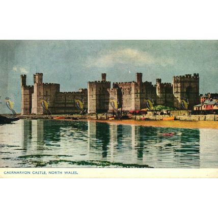 Caernarvon Castle, North Wales, Photochrom, Postcard, 1950s