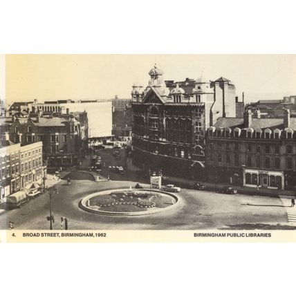 Broad Street Birmingham Transport Roundabout in 1962 Rare Photo Postcard
