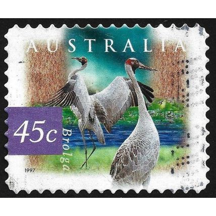 AUSTRALIA 1997 Fauna & Flora 45c Brolga Sc#1538 SA P11 1/4 USED @O697