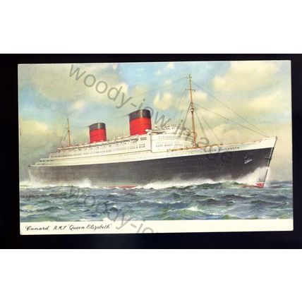 LS2636 - Cunard Liner - Queen Elizabeth - built 1940 - Artist Turner - postcard