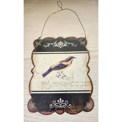 Creative Co-op 10" X 8" Distressed Metal Flat Wall Hanging Plaque of Bird