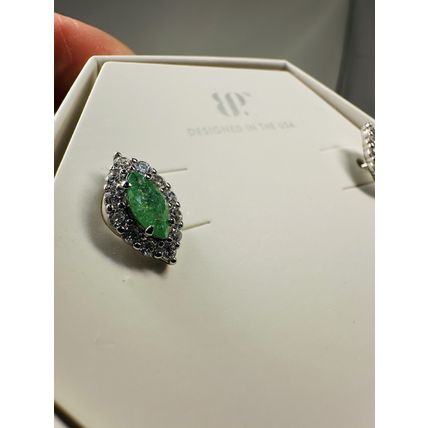 NIB Bomb Party Earrings ER81088 Sterling Club LC Grn Ice Crystal 925 S St Silver
