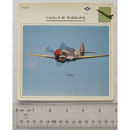 Curtiss P-40 Warhawk - USA - Fighter - Collectors Club Card
