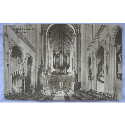 vintage postcard Norwich Cathedral, interior