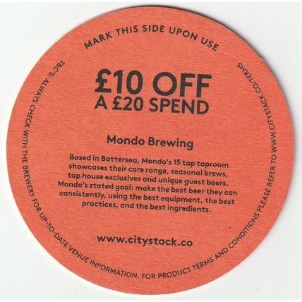 BEER MAT - MONDO BREWING COMPANY - WE MAKE BEER - (Cat No 004) - (2015)