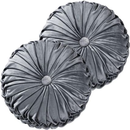 HIG Set of 2 Decorative round Pleated Throw Pillows, Classy Accent Pumpkin Throw