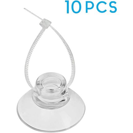 Pawfly 10 Pack Suction Cups with 20 Pieces Adjustable Zip Ties for Aquarium Fish