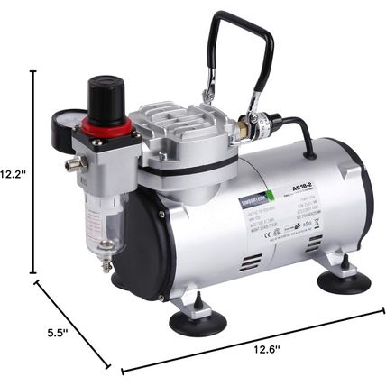 Timbertech Airbrush Kit with Compressor AS18-2K Basic Start Kit with Air Hose, C