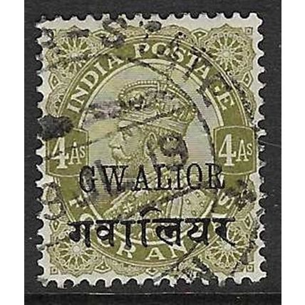 INDIA 1928-36 GV 4A GWAILOR OVERPRINT USED SG93