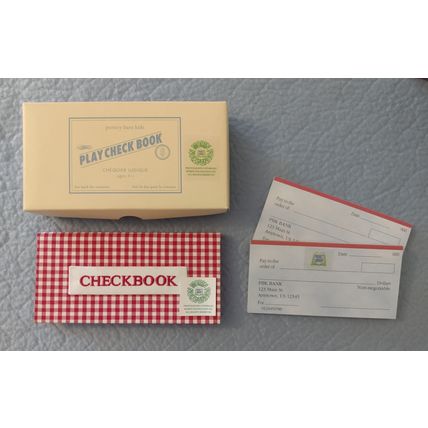 NIB NOS POTTERY BARN KIDS PLAY CHECK BOOK x 3 & RED CHECK COVER