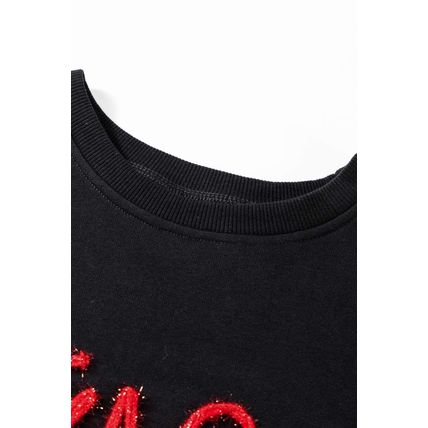 Black Tinsel Game Day Drop Shoulder Graphic Sweatshirt
