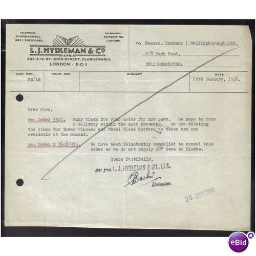 L J HYDLEMAN & CO LTD,CLERKENWELL ,LONDON,EC1, 24JAN1946