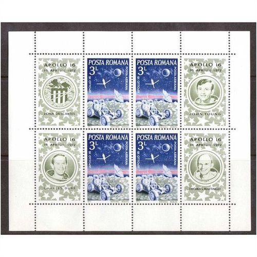 ROMANIA 1972 AIR MOON FLIGHT OF APOLLO 16 SHEETLET MINT NEVER HINGED