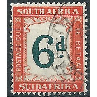 South Africa 1933 D29a 6d Green & Bright Orange Postage Due Fine Used....