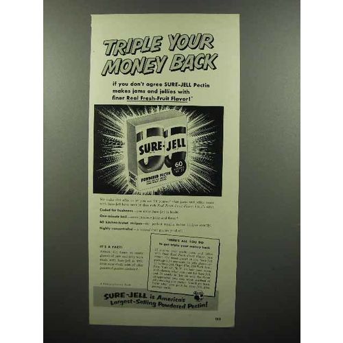 1952 Sure-Jell Pectin Ad - Triple Your Money Back