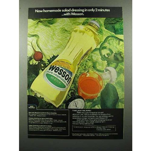 1973 Wesson Vegetable Oil Ad - Homemade Dressing